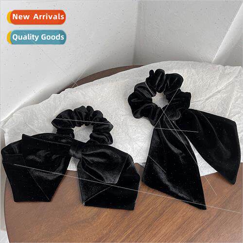 Black velvet bow floating headband headband Korean retro ele