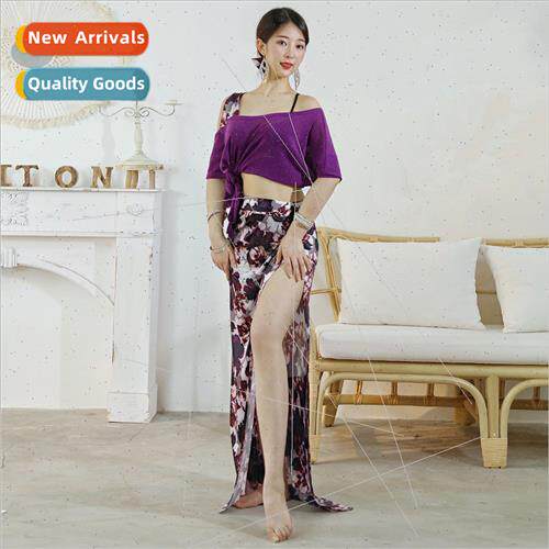 Belly dance summer new practice clothes sexy printed hip sca