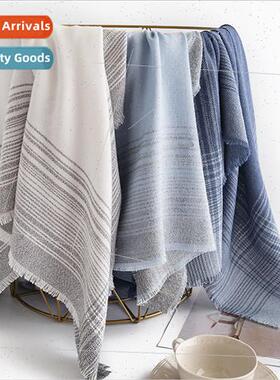 Striped tassel retro faux cashmere scarf female winter commu