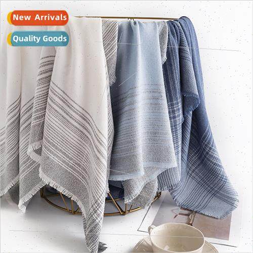 Striped tassel retro faux cashmere scarf female winter commu