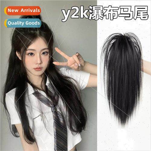 Half-tied high ponytail wig female simulation hair fountain