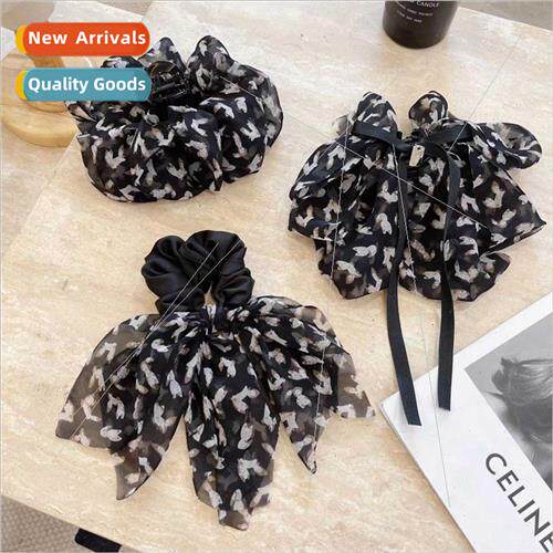Korean Oni black whe chiffon satin small fox ribbon bow pony