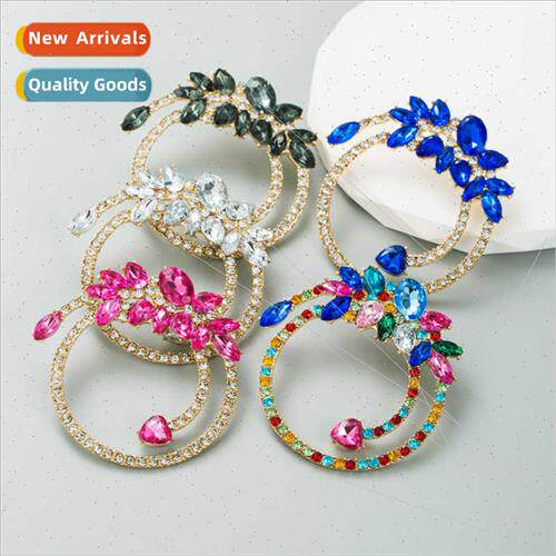 Europe new large earrings inlaid colorful rhinestone earring