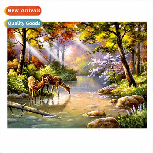 Forest deer cross stch full embroidery simple living room be