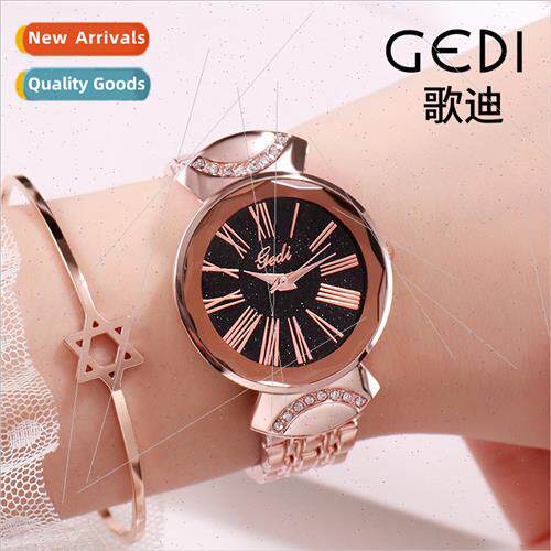 Star Face Waterproof Ladies Watch Rose Gold Roman Scale Watc