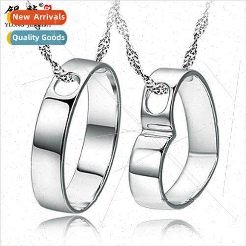 s925 silver circle heart couple pair collarbone necklace nec