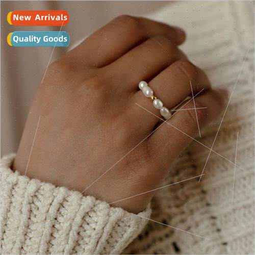 Korea pearl ring ins oval pearl ring tanium steel jewelry fi