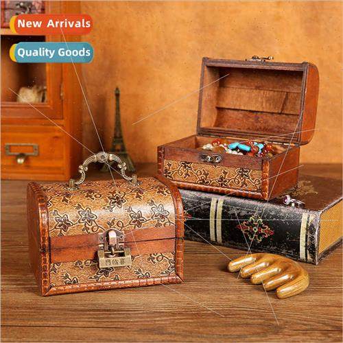 New retro wooden box jewelry jewelry organizer lock combinat