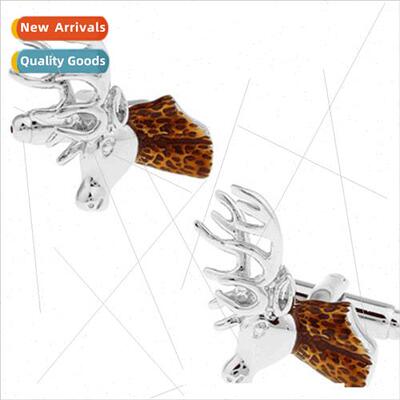 Animal series brown deer antlers deer head cufflinks persona