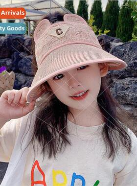 2023 Korean  children hat cute letters label small ears suns