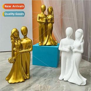 gold couple resin Modern ornaments creative crafts simple