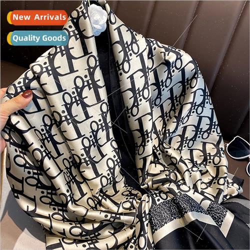 New summer sunscreen silk scarf female   satin printing leng