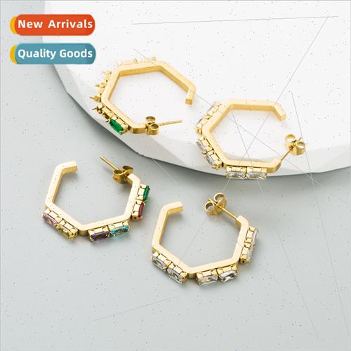 Ins Europe geometric titanium steel earrings 适用women keep