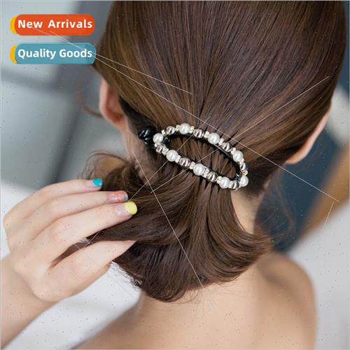 Korean fashion pearl rhinestone hollow oval hair clips hair