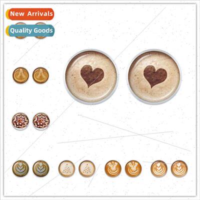 Cafe Latte Carved Heart Time Gemstone Stud Earrings Chocolat
