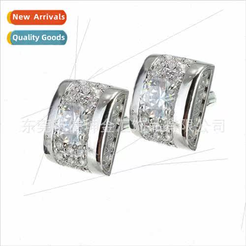 Cubic Zircon Cufflinks Rectangular Crystal Cufflinks 适用Men