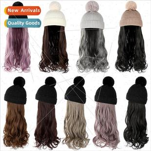Hat wig long curly hair fall winter new removable fashion wo