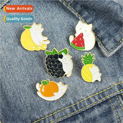 New creative cute fru brooch cartoon grape cat alloy brooch