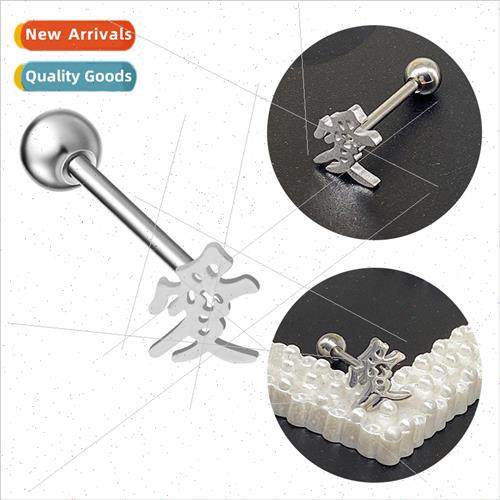 Europe love word tongue stud all stainless steel jewelry ton