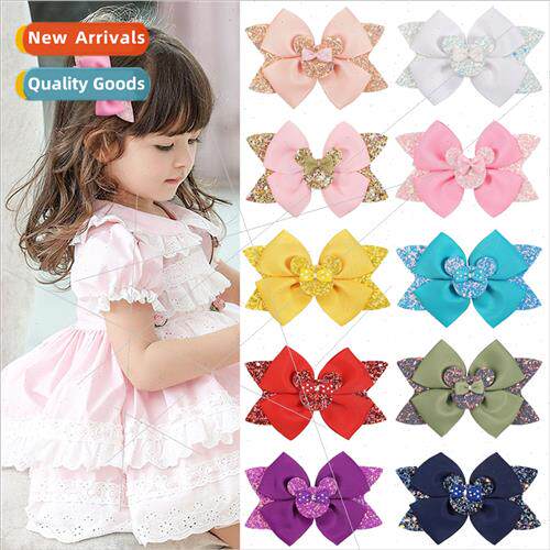 Girls headdress Mickey Mouse sequins bow hair clips cartoon