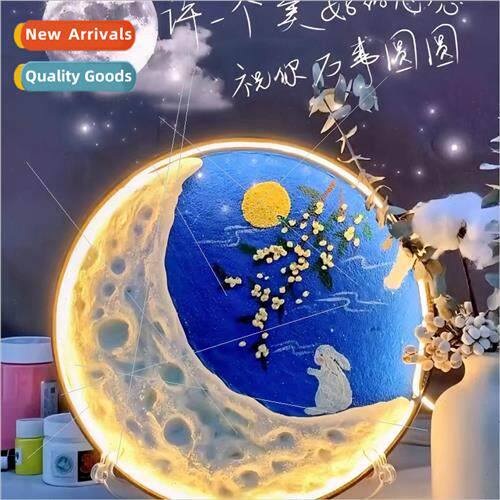 Handmade DIY rabb texture moon lamp Mid-Autumn Festival crea