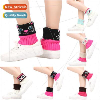 Knted wool cartoon cute jacquard pattern short sockliner wom