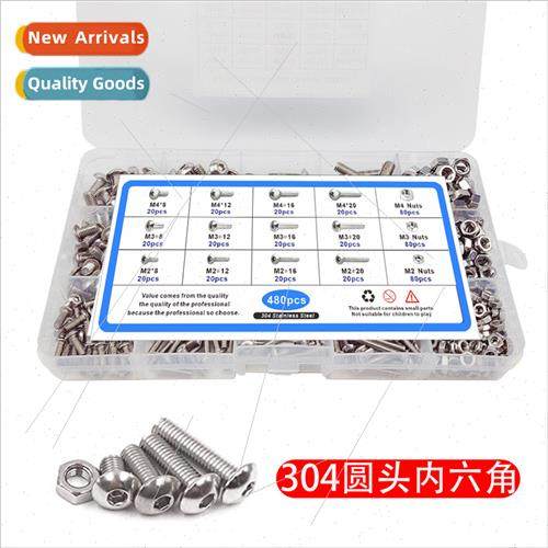 480pcs304 Round head bolts screws nuts set M2 M3 M4 pan head