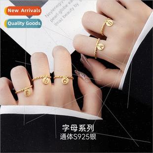 letters tide silver open female twist ring S925 tag