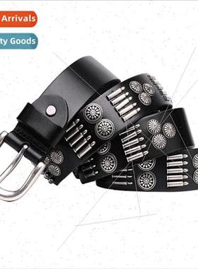 Men punk belt American -mainsam  women leather studded belt