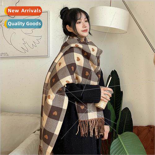 Scarf fall and winter new love plaid scarf female Korean  of