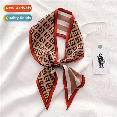 2021 silk scarf female spring summer new Korean letter F dec