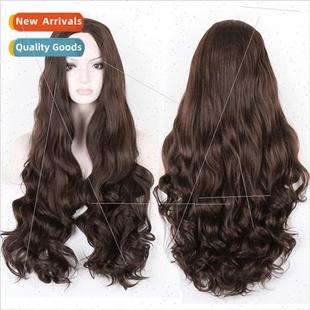 Dark Brown Sets Europe Chemical Hair Women Long Wigs Medium