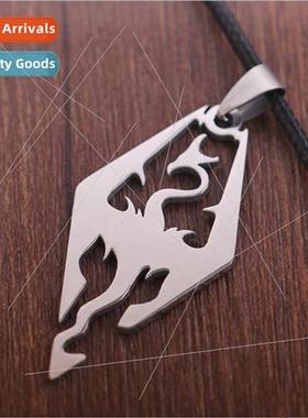 The Elder Scrolls Stainless Steel Jewelry Dragon Pendant Nec