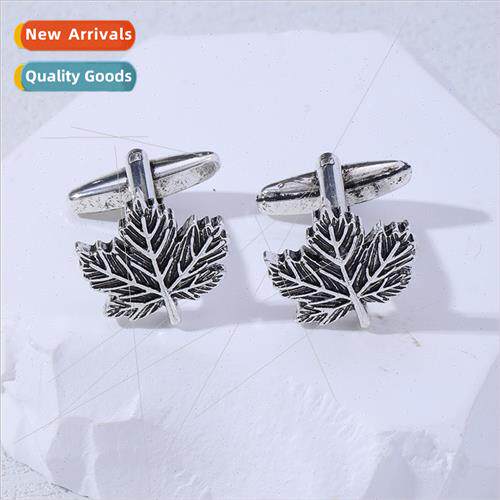 New metal leaf shape vintage cufflinks exquise maple leaf de
