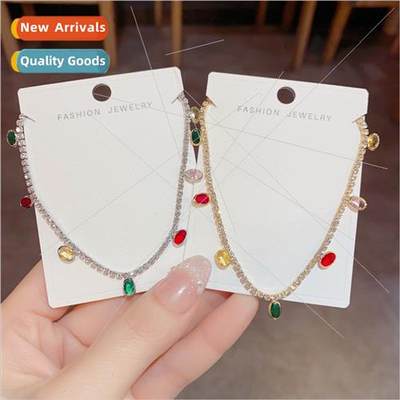 Fashion blogger colorful diamonds necklace 2023 summer new c