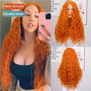 Europe wigs women center parted long curly hair deep wave sm
