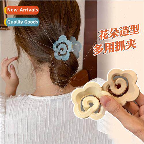 Camellia Flower Hair Clip Back Head Grab Clip Shark Clip Ear