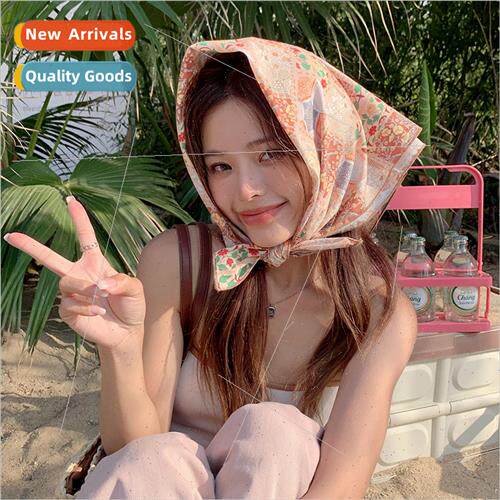 Summer new small fresh wrapped head scarf sweet chili rustic