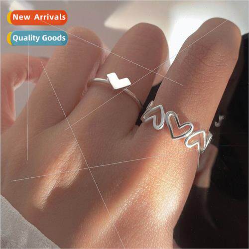 mple glossy hollowed out heart ring female ins niche senior