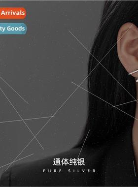 S925 silver Koreazirconia back hanging earrings female simpl