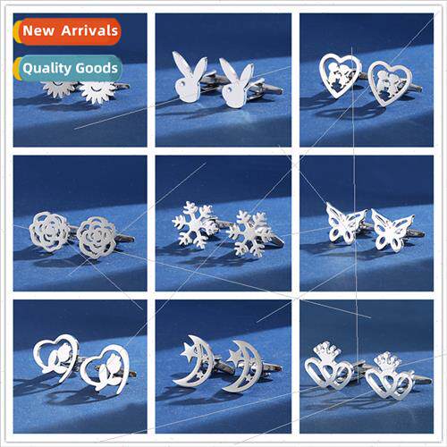 French shirt men cufflinks silver premium fun stainless stee