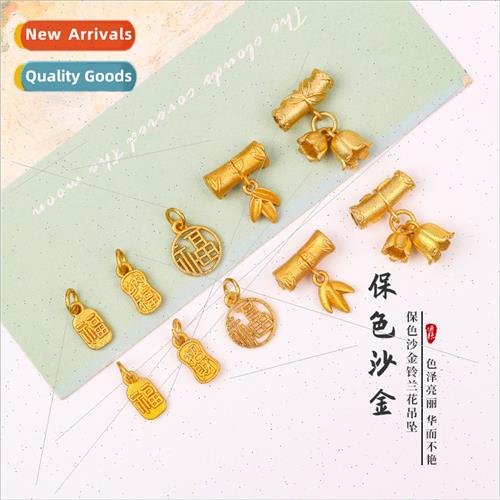 Keep color antique sgold bell orchid pendant handmade diy br