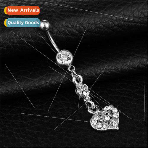 Europe diamond encrusted love heart navel ring navel nail be