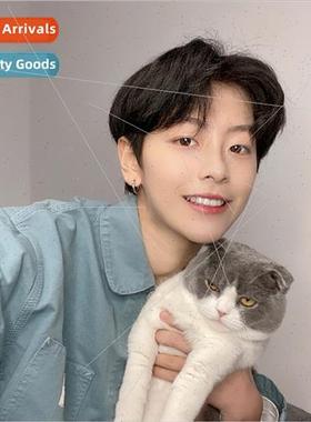 Wig men short hair center parted bangs retro short handsome