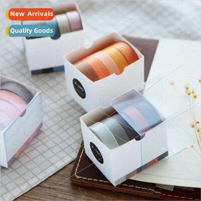 5 rolls of solid color tape tearable diary handbook practica