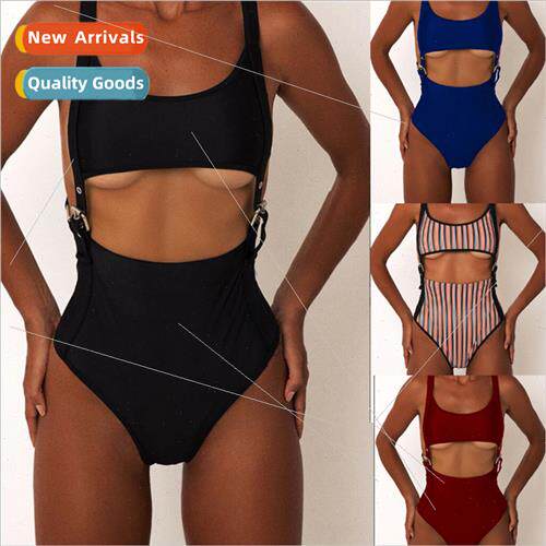 4 Color i Solid Color Studded One Piece Swimsu Sexy Bikini S