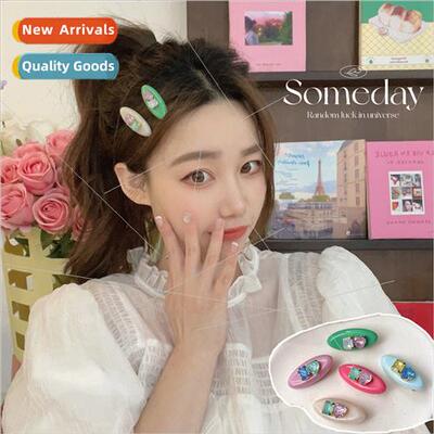Candy Color Gemstone Hair Clip Rhinestone Oval Acetate Clash