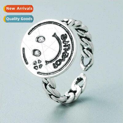 Vintage creative tune-telling copper feather smiley silver-p