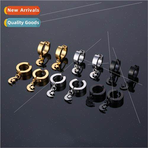 Europe star moon stainless steel punk ear buckle ear clips m