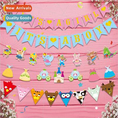 Hot gender reveal boys girls birthday party scene layout fla